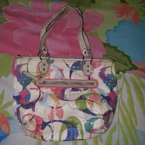Coach Handbags - Coach Cotton & Leather Colorful Shoulder bag